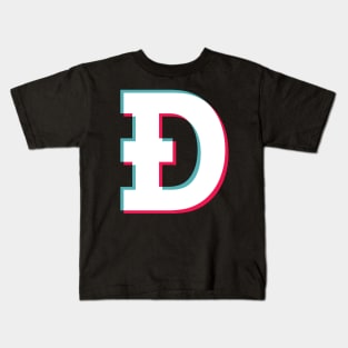 Dogecoin Social Media App blue pink glitch modern typography art gift Kids T-Shirt